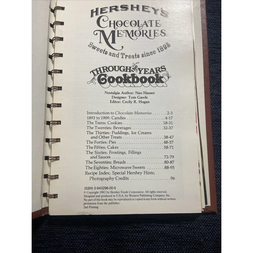 Hershey's Chocolate Memories Through The Years Cookbook Vintage 1982